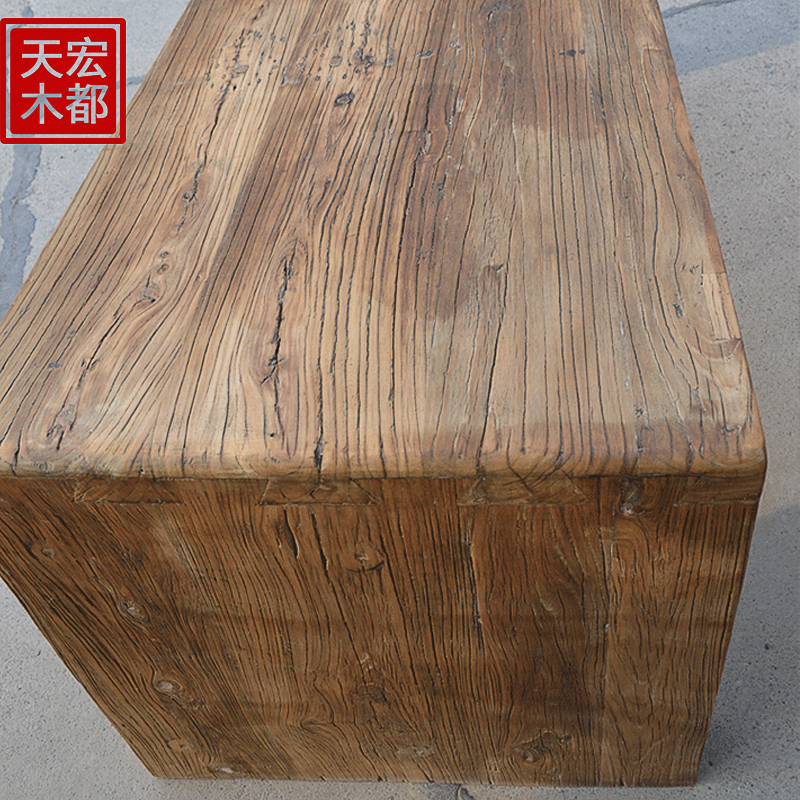 老门板茶桌原生态榆木风化纹餐桌