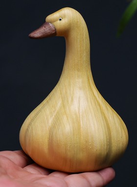 黄杨木雕刻蒜头鸭工艺品蒜了鸭家居鸭子工艺摆件创意摆饰生日礼物