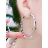 三层大耳圈耳环女耳扣款 9999正品 9999纯银三生三世款 网红百搭银针