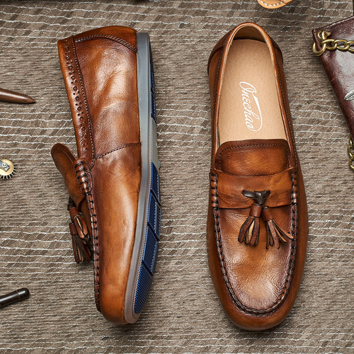 牛皮豆豆鞋豆豆鞋休闲懒人鞋