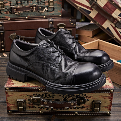 商务风厚底男士大头皮鞋