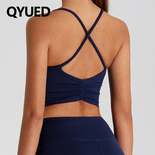 褶皱交叉美背细肩带瑜伽背心