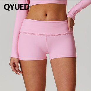 性感低腰显瘦运动短裤女夏外穿蜜桃提臀瑜伽裤户外跑步健身三分裤
