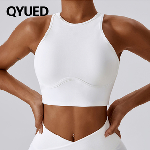 高强度跑步防震健身运动背心螺纹镂空美背紧身瑜伽文胸带胸垫高领