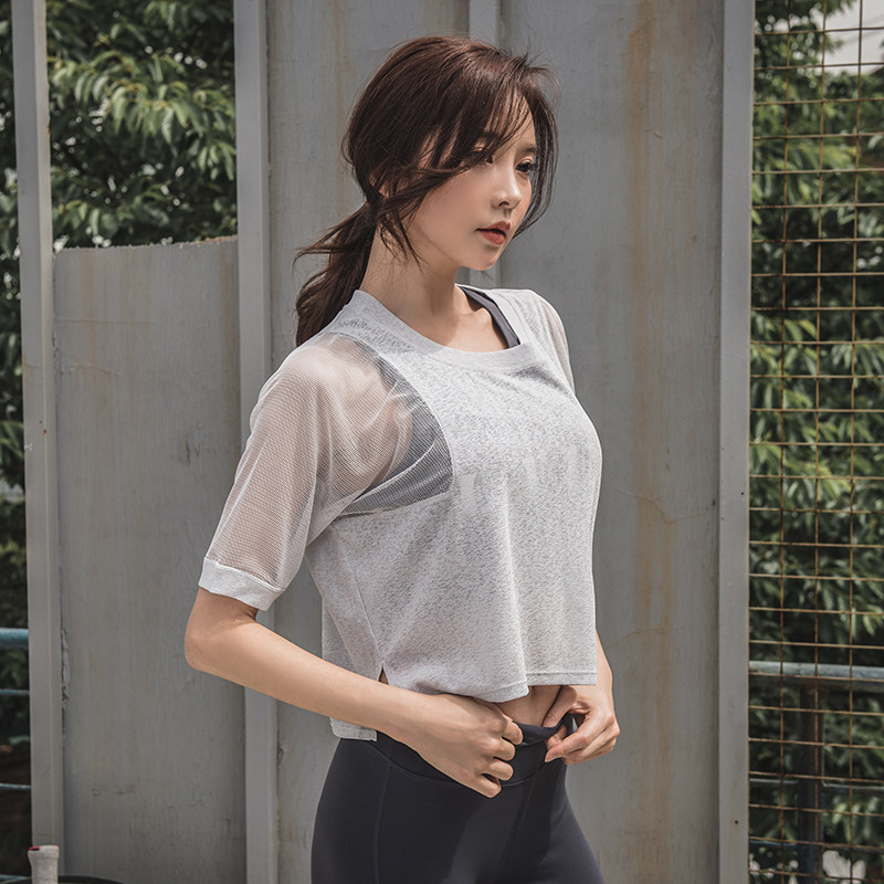 性感露脐健身衣女速干网纱透气运动短袖宽松显瘦跑步训练t恤半袖|msdalam kategori sukan/pakaian kasual, pakaian kecergasan, pakaian kecergasan - dari Buy2taobao.com untuk memberikan perkhidmatan ejen Taobao profesional membeli