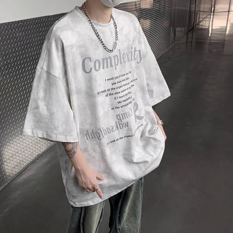 美式扎染印花设计感圆领短袖t恤图片