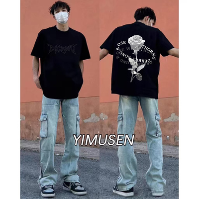 高街纯棉炸街t恤男短袖美式体恤