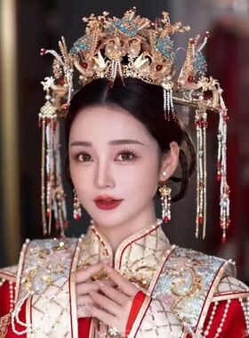 出租明制汉服凤冠秀禾头饰婚礼头饰全套配饰结婚新娘古风发冠国庆