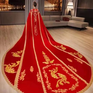 出租凤冠霞帔婚服全套新娘中式婚纱宫廷风汉服披风秀禾大拖尾披风
