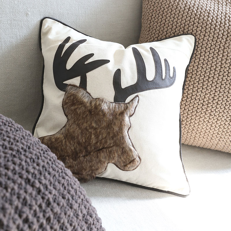 艺术绣花棉麻动物抱枕靠垫靠枕套