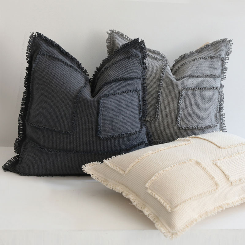弋采靠垫抱枕原创侘寂手工毛边