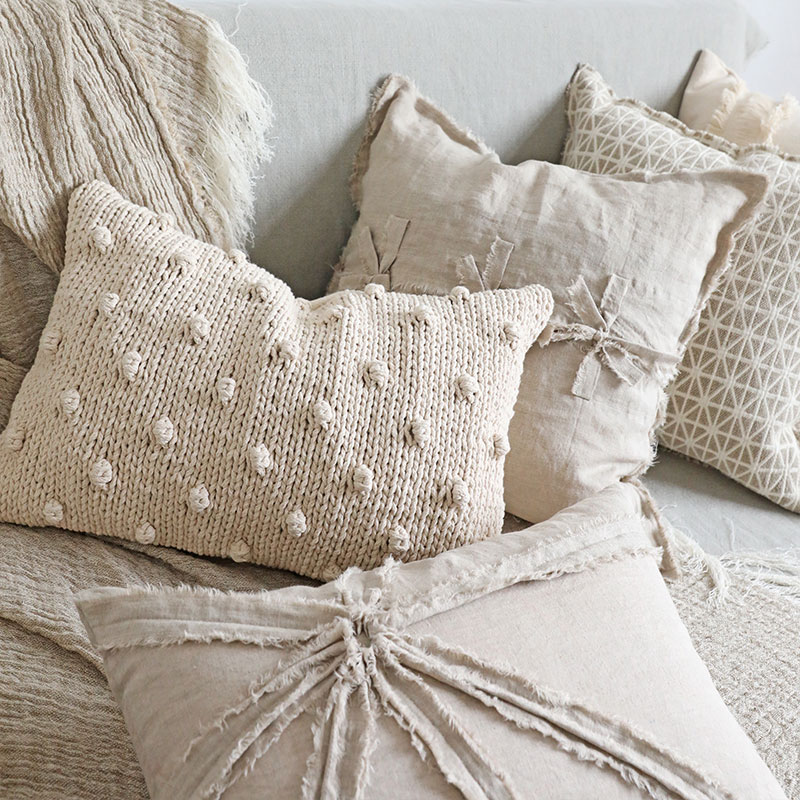 原创侘寂风手工编织沙发抱枕棉线