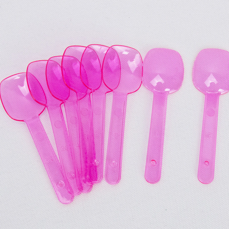 一次性彩色透明塑料加厚冰激凌果冻布丁勺雪糕甜品小勺子家用派对