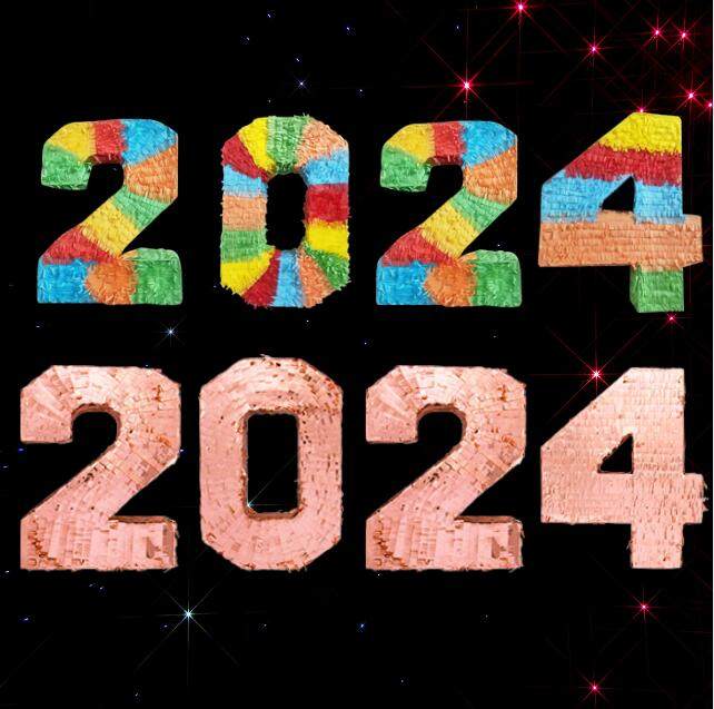 新年数字彩色立体皮纳塔Pinata砸糖填充生日派对节日惊喜玩具2024