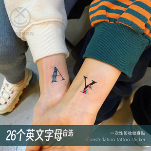 26个英文字母大写字母艺术字防水纹身贴马拉松编号标识临时装饰