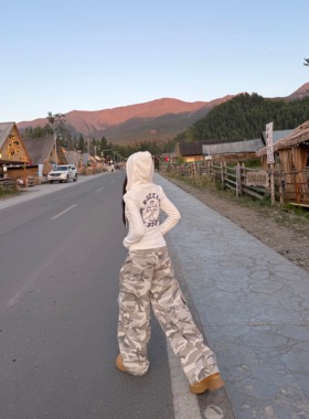 AMER 美式复古条纹迷彩多口袋工装风宽松百搭休闲裤