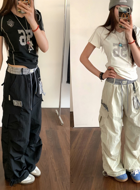 AMER 国潮美式速干夏季伞兵挂饰字母小标百搭裤