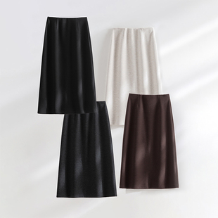 特价清仓 秋冬气质百搭加厚复合醋酸羊毛呢显瘦半身裙中长直筒裙