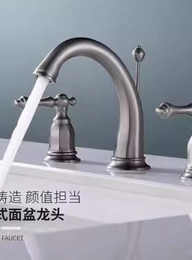 K-13491T-4-CP全铜凯尔登龙头8寸双把面盆龙头台盆冷热三孔水龙头