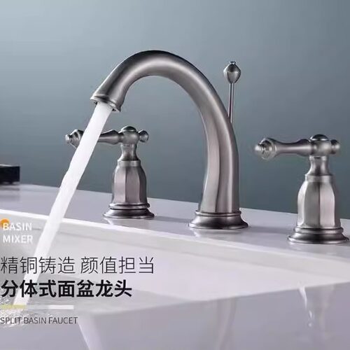 K-13491T-4-CP全铜凯尔登龙头8寸双把面盆龙头台盆冷热三孔水龙头