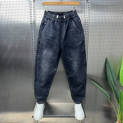 弹力牛仔裤宽松哈伦男裤