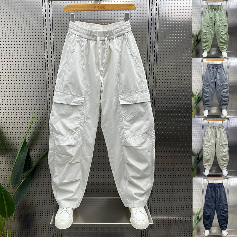 宽松工装裤子男夏季薄款2025新款潮流痞帅大口袋休闲裤直筒阔腿裤