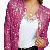 Coat Long Round 2025 Cardigan Neck Solid Sequin Sleeve Off