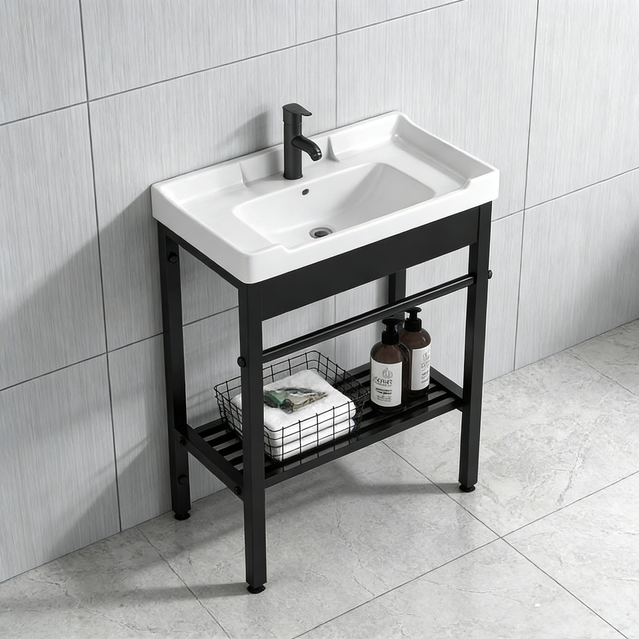 阳台落地式洗手盆简易支架浴室卫生间一体陶瓷洗面台盆洗脸盆手池,家装主材,盆、台一体成型式台盆,淘宝优惠券,粉丝福利购,淘宝优惠卷