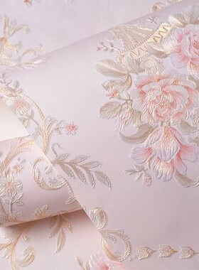 自粘欧式田园3D立体墙纸加厚卧室温馨家用客厅无纺布背景墙壁贴纸