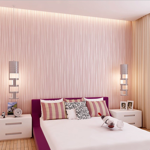 欧式墙纸卧室温馨女孩简约无纺布