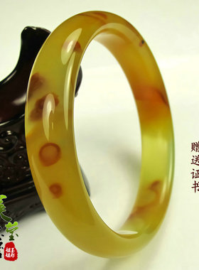 美莹玉器首饰品天然玉石手环通透岫玉花玉手镯子女款送证书HVZ04