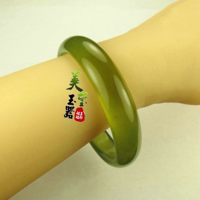 美莹玉器玉石手镯岫玉通透手环天然180玉手镯子包邮送证书TYZ01