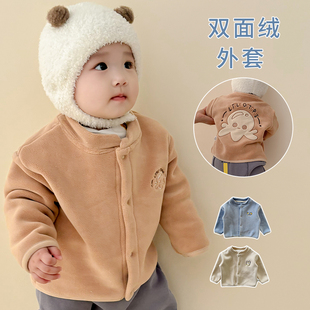 男女童加绒婴儿衣服保暖上衣毛绒儿童摇粒绒外出服 宝宝外套秋冬季