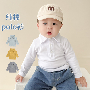 秋装 宝宝polo衫 T恤婴儿打底衫 男童纯棉a类加厚长袖 春秋冬翻领衬衫