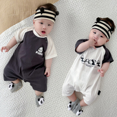 小月龄外出服幼儿男宝宝夏装 婴儿夏季 套装 纯棉薄款 衣服 连体衣短袖