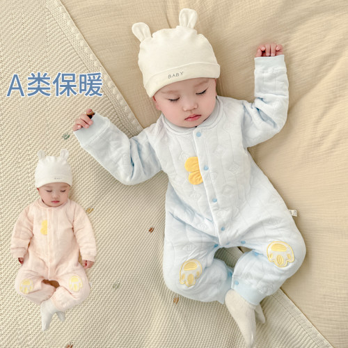 婴儿连体衣保暖夹棉春秋冬款