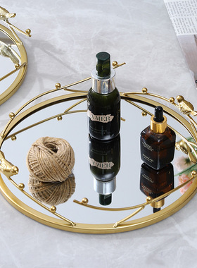 现代轻奢铁艺镜面托盘桌面摆件