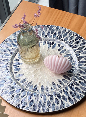 轻奢彩色贝壳收纳展示盘装饰摆件