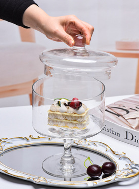 欧式玻璃防尘高脚糖果罐婚庆用品