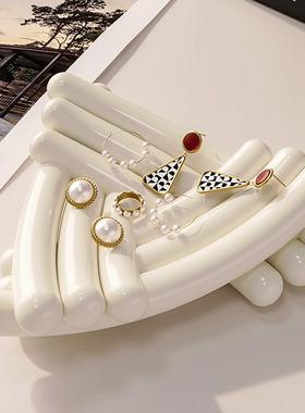 几何三角堆叠首饰收纳陶瓷托盘