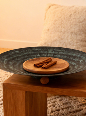 高级感诧寂风圆形复古超大果盘