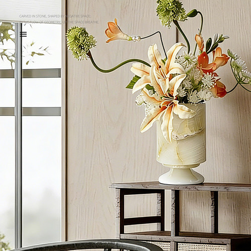 高级感奢石艺术花艺花瓶摆件