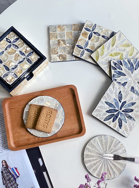 高颜值彩色贝壳杯垫隔热垫装饰品