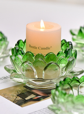 中式渐变莲花玻璃供佛长明烛台