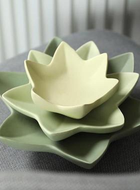 几何枫叶陶瓷收纳托盘装饰果盘