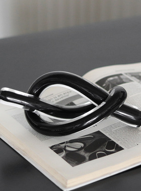 现代简约玻璃几何绳结装饰品摆件