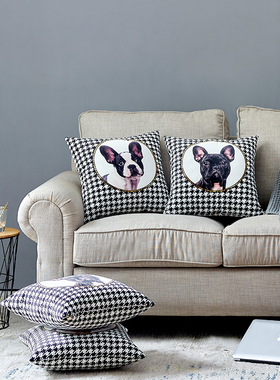 法斗狗狗抱枕沙发床头汽车靠垫可爱毛绒枕套不含芯卧室大靠枕