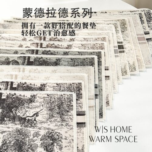 高颜值棉麻餐厅桌垫防水防污隔热