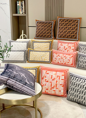 新款时尚轻奢抱枕沙发卧室靠垫客厅床头毛绒汽车靠枕含芯布艺枕套