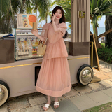 时尚气质甜美宽松蛋糕裙女夏季2025新款高级感时尚百搭流行连衣裙，女装连衣裙，2C007